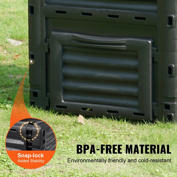 Vevor Garden Compost Bin 300 L Bpa Free Composter Large Capacity Outdoor Composting With Top Lid And Bottom Door Easy Assembling Lightweight Fast Crea