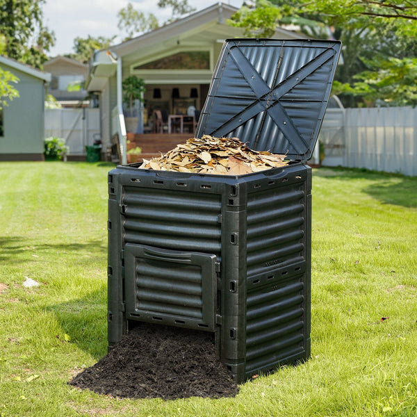 Vevor Garden Compost Bin 300 L Bpa Free Composter Large Capacity Outdoor Composting With Top Lid And Bottom Door Easy Assembling Lightweight Fast Crea