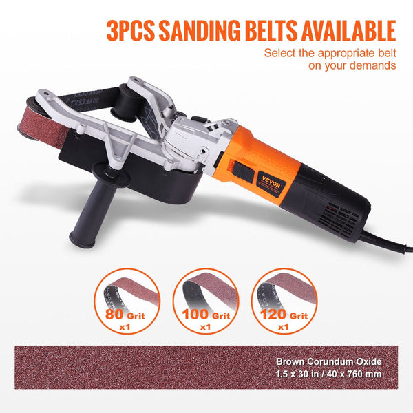 Pipe Tube Polisher Sander 1300W Belt With 6 Variable Speeds 1100 3200Rpm Professional Grinding Machine 3Pcs Sanding Belts For Burnishing Finishing Rus