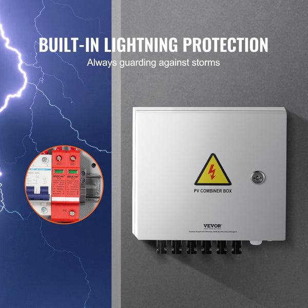 Vevor Solar Pv Combiner Box 6 String 15A For Panel System Steel Case Ip65 Solar Panels & Kits