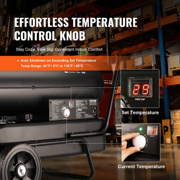 Vevor 100000Btu Kerosene/Diesel Forced Air Torpedo Space Heater With Thermostat Heaters