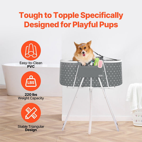 Dog Bathtub Elevated & Foldable Space Saving Pet Shower Station With Efficient Drainage Bathing Tub For Washing Grooming Small And Medium Size Dogs Ca