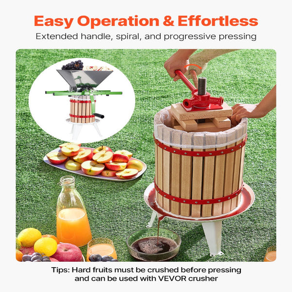 Vevor Fruit Wine Press Manual For Making 4.75 Gal/18L Wood Basket Equipment