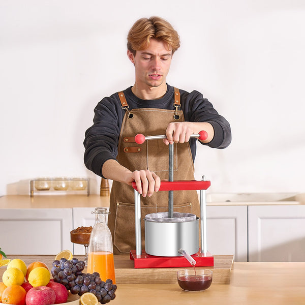 0.8 Gal / 3L Fruit Wine Press 2 Stainless Steel Barrels Manual Juice Maker Cider Apple Grape Tincture Honey Olive Oil Making With Handle For Outdoor K