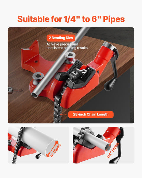 Heavy Duty Pipe Chain Vise 1/4" 6" Capacity 28" Rugged & Cast Iron Base Industrial Grade Clamping Other Pump Parts & Accessories