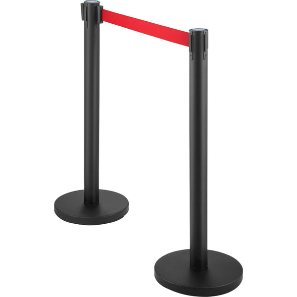 Vevor Crowd Control Stanchion Set 6 Pieces With 6.6 Ft Retractable Belt Black Safety Cones Posts Barriers