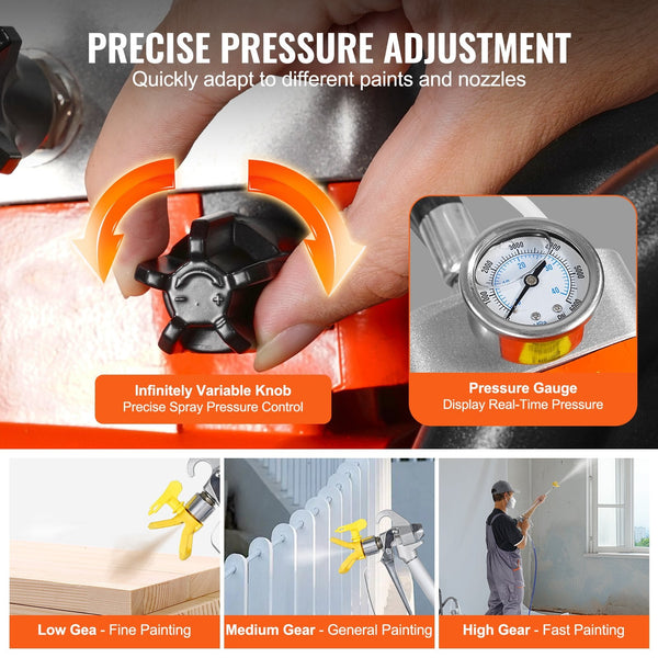 Vevor Cart Airless Paint Sprayer Diaphragm 1700W Electric Paint Sprayers