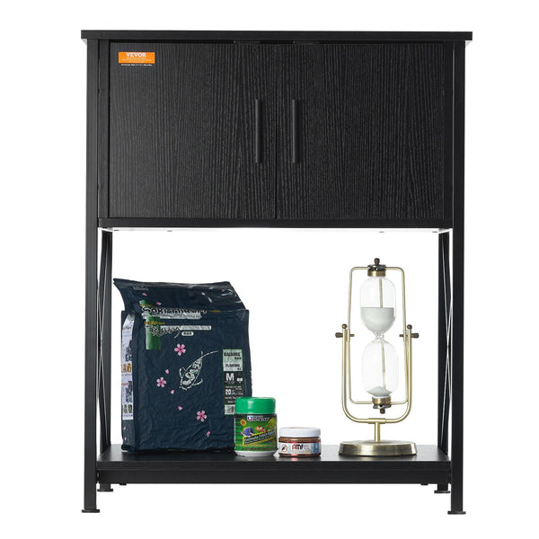 Vevor Aquarium Stand 20 Gallon Fish Tank 25.6 X 16.5 31.9 In Steel And Mdf Turtle 167.6 Lbs Load Capacity Reptile With Storage Cabinet Embedded Power