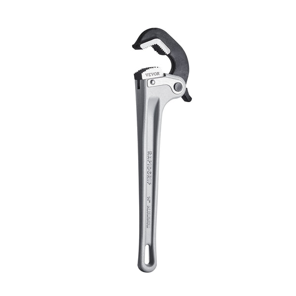 Pipe Wrench 14" Aluminum Straight Automatic Jaw Adjustment Adjustable Plumbing Easy To Carry Ergonomic Handle Hangable Design For Water Pipes Automoti