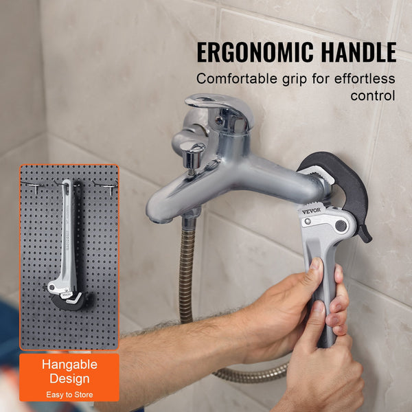 Pipe Wrench 14" Aluminum Straight Automatic Jaw Adjustment Adjustable Plumbing Easy To Carry Ergonomic Handle Hangable Design For Water Pipes Automoti