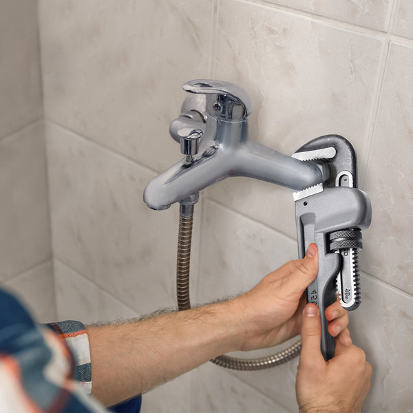 Pipe Wrench 14" Aluminum Straight Automatic Jaw Adjustment Adjustable Plumbing Easy To Carry Ergonomic Handle Hangable Design For Water Pipes Automoti