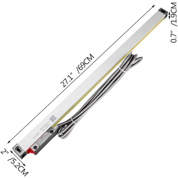 1 Axis Lathe Linear Scale 550Mm With Accuracy 0.0002" Optical Length Precision Aluminum Body For Mill Milling Machine Accessories (22") Calipers