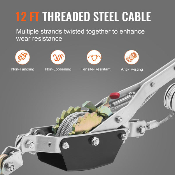 Vevor Power Puller Come Along Winch 2 Ton 4409 Lbs Heavy Duty Hoist Hooks Pullers & Extractors