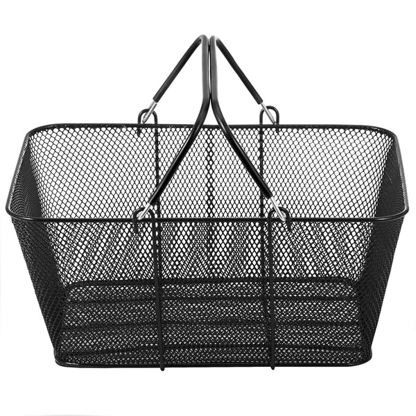 Vevor Shopping Baskets With Handles 12Pcs Black Metal Portable Wire Mesh Set For Supermarkets Retail Stores Grocery Shopping Trolleys Baskets