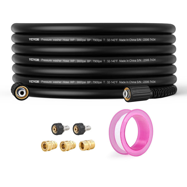 Vevor 50 Ft 3600 Psi High Pressure Power Washer Hose 1/4" Quick Connection Pressure Washers