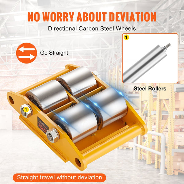 4Pcs Machinery Skate Dolly Mover 26455Lbs/12T Carbon Steel Wheels Workshop Dollies