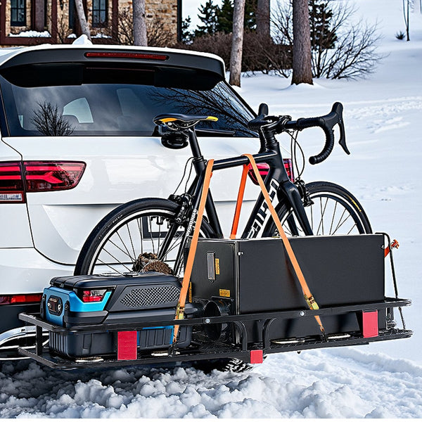 Vevor 53" X 19" 5" Hitch Cargo Carrier 500 Lbs Capacity With Stabilizer & Ratchet Straps Mount Net Hook Fit For Suvs Car Racks