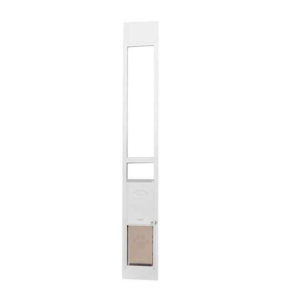 Dog Door For Sliding Glass 75 7/8" 80 11/16" Adjustable Height Doggy Doors Aluminum Frame Tempered Pet With Hinge Structure Flap And Lock Small Sized