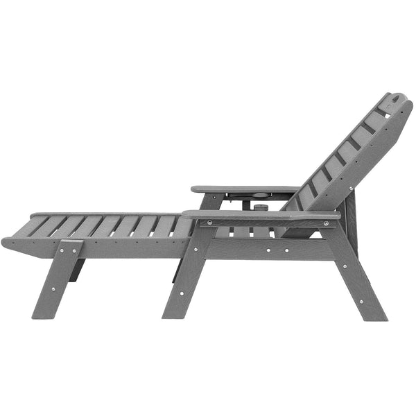 Outdoor Chaise Lounge Chair 6 Positions Reclining Patio Bench Lounger Gray Loungers