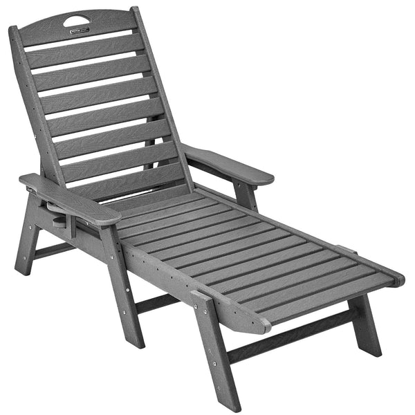 Outdoor Chaise Lounge Chair 6 Positions Reclining Patio Bench Lounger Gray Loungers
