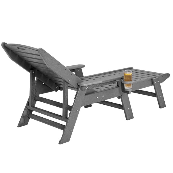 Outdoor Chaise Lounge Chair 6 Positions Reclining Patio Bench Lounger Gray Loungers