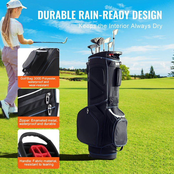 Golf Cart Bag With 14 Way Organizer Divider Top 35A 11 Pockets Premium Stand Durable Bags Handles & Dust Cover Detachable Dual Strap For Men Women Bla