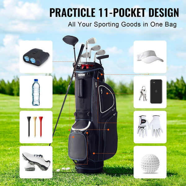 Golf Cart Bag With 14 Way Organizer Divider Top 35A 11 Pockets Premium Stand Durable Bags Handles & Dust Cover Detachable Dual Strap For Men Women Bla