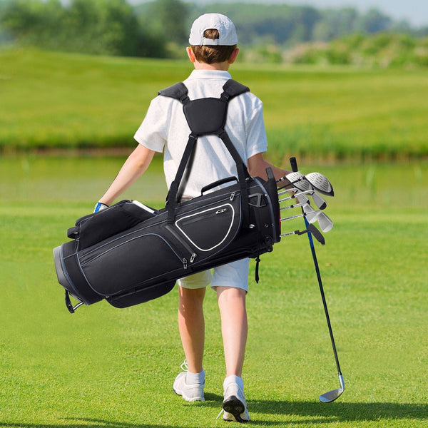 Golf Cart Bag With 14 Way Organizer Divider Top 35A 11 Pockets Premium Stand Durable Bags Handles & Dust Cover Detachable Dual Strap For Men Women Bla
