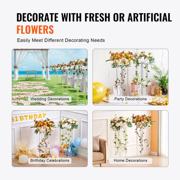 10Pcs 23.6Inch/60Cm High Wedding Flower Stand With Acrylic Laminate Vase Column Geometric Centerpiece Stands Floral Display Rack For T Stage Events Re