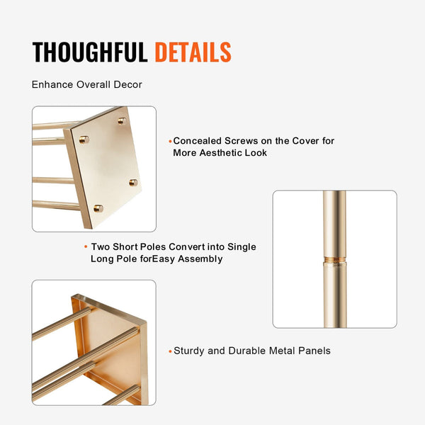 4Pcs Gold Metal Column Wedding Flower Stand 23.6Inch / 60Cm High With Laminate Vase Geometric Centerpiece Stands Cylindrical Floral Display Rack For E