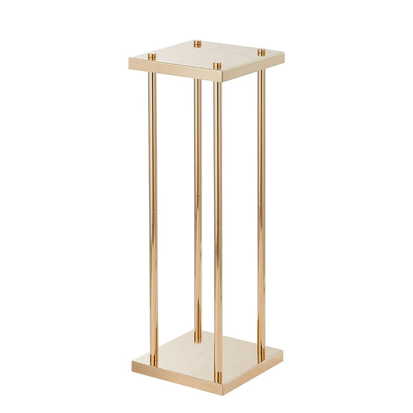 4Pcs Gold Metal Column Wedding Flower Stand 23.6Inch / 60Cm High With Laminate Vase Geometric Centerpiece Stands Cylindrical Floral Display Rack For E