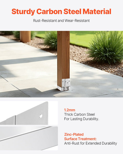 6X6 Post Base 10 Pcs Inner Size 5.49X5.57Inch/139.5X141.5Mm Concrete Anchor Heavy Duty Zinc Plated Carbon Steel Posts Brackets With Standoff Elevation