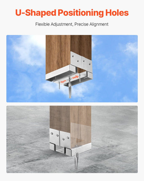 6X6 Post Base 10 Pcs Inner Size 5.49X5.57Inch/139.5X141.5Mm Concrete Anchor Heavy Duty Zinc Plated Carbon Steel Posts Brackets With Standoff Elevation