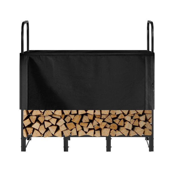 Vevor Firewood Rack With Waterproof Cover 1.22M Outdoor Holder 1/4 Cord Storage Metal Log 400Lb Max Weight Capacity Top Covered Powder Coated Wood For