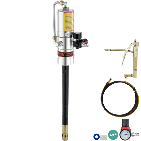 Vevor Grease Pump 50:1 Pressure Ratio Air Operated With 3.88 M High Hose And Gun Pneumatic Portable Lubrication 360 Swivel Head Grease Guns