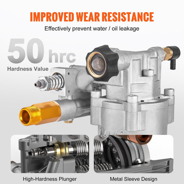 Pressure Washer Pump 19 Mm Shaft Horizontal 3400 Psi 2.5Gpm Replacement Power Pumps Kit Parts Compatible With Honda Simpson Ryobi Briggs & Stratton Su