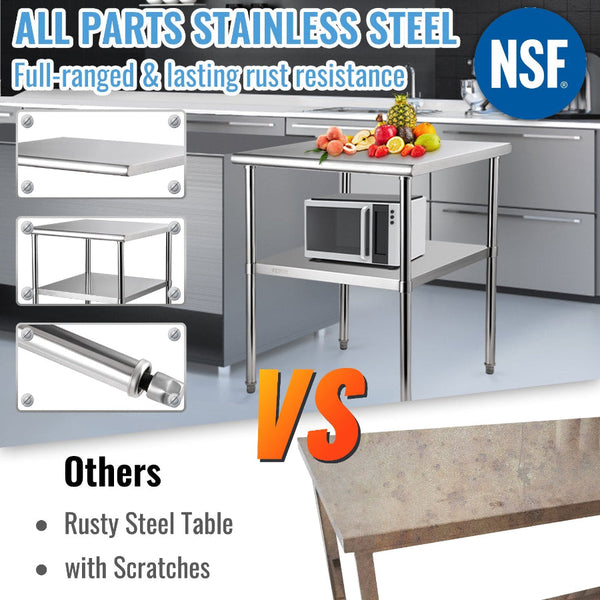 Stainless Steel Work Prep Table Commercial Food 30X30x36in Kitchen Benchtops