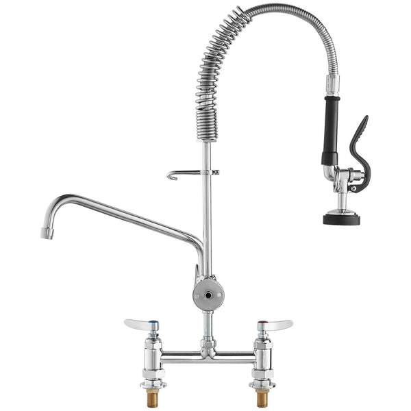 Vevor Commercial Faucet With Pre Rinse Sprayer 26" Height 8" Center 12" Swing Spout Deck Mount Kitchen Sink Brass Constructed Device Pull Down For 1/2