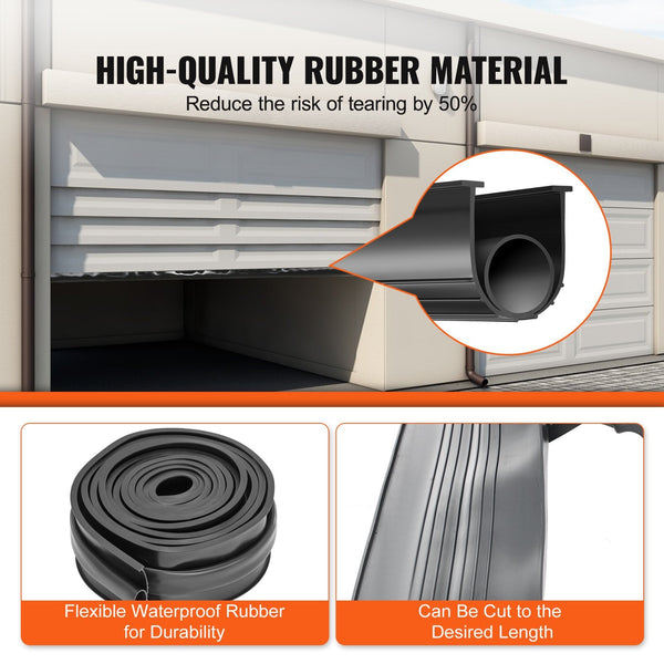 Garage Door Seals Bottom Rubber U Shape +O Ring Combination Weather 16Ft Weatherproofing 5/16 Inch T Ends And 3 3/4 Width For Doors Black Garage Door
