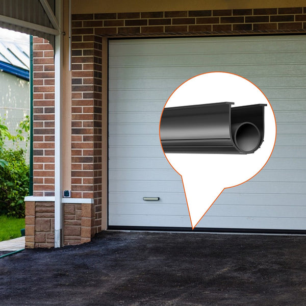 Garage Door Seals Bottom Rubber U Shape +O Ring Combination Weather 16Ft Weatherproofing 5/16 Inch T Ends And 3 3/4 Width For Doors Black Garage Door
