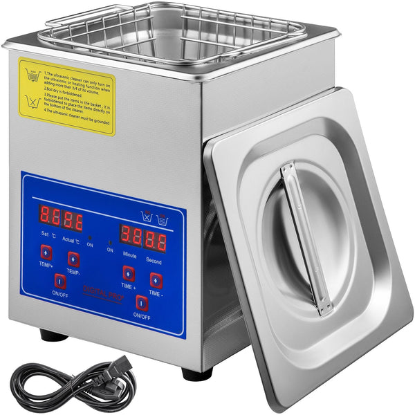 Vevor Ultrasonic Cleaner 2L Jewelry Cleaning With Digital Timer Machine For Jewellery Rings Watches Eyeglasses Dentures Coins Metal Parts Commercial A