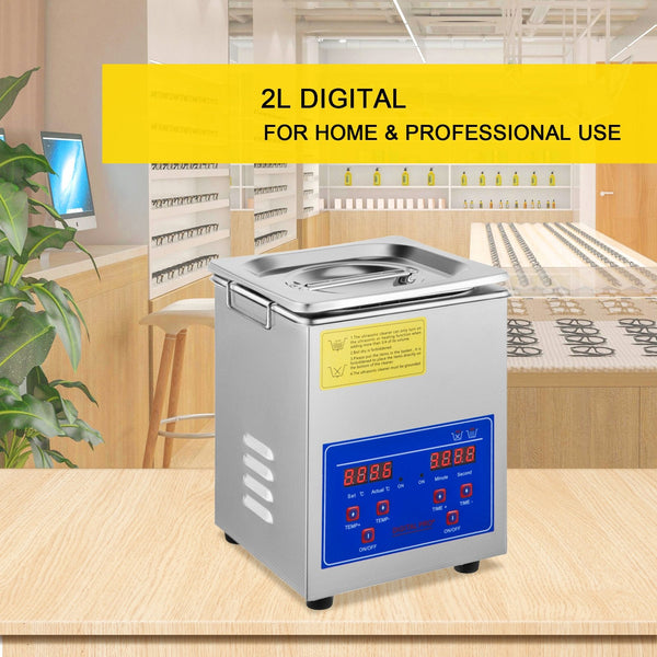 Vevor Ultrasonic Cleaner 2L Jewelry Cleaning With Digital Timer Machine For Jewellery Rings Watches Eyeglasses Dentures Coins Metal Parts Commercial A