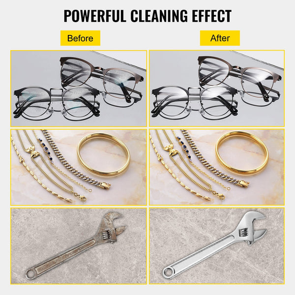 Vevor Ultrasonic Cleaner 2L Jewelry Cleaning With Digital Timer Machine For Jewellery Rings Watches Eyeglasses Dentures Coins Metal Parts Commercial A