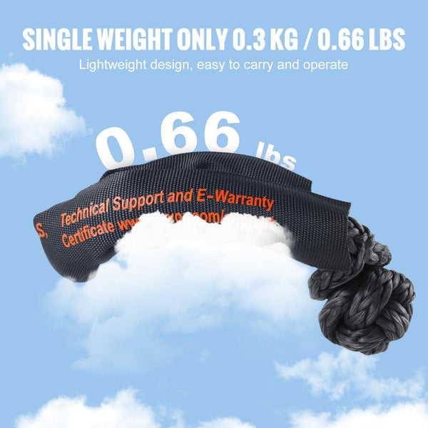 Vevor Synthetic Soft Shackle Rope 2 Pack 12.7 X 558.8 Mm 20 Ton Breaking Strength Recovery Tow Shackles With Extra Sleeves And Storage Bag For Utv Atv