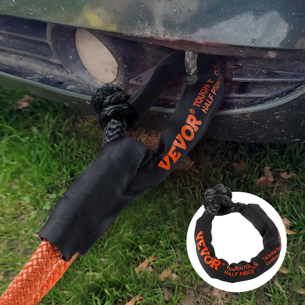 Vevor Synthetic Soft Shackle Rope 2 Pack 12.7 X 558.8 Mm 20 Ton Breaking Strength Recovery Tow Shackles With Extra Sleeves And Storage Bag For Utv Atv