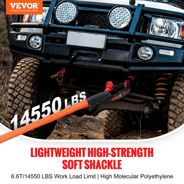 Vevor Synthetic Soft Shackle Rope 2 Pack 12.7 X 558.8 Mm 20 Ton Breaking Strength Recovery Tow Shackles With Extra Sleeves And Storage Bag For Utv Atv