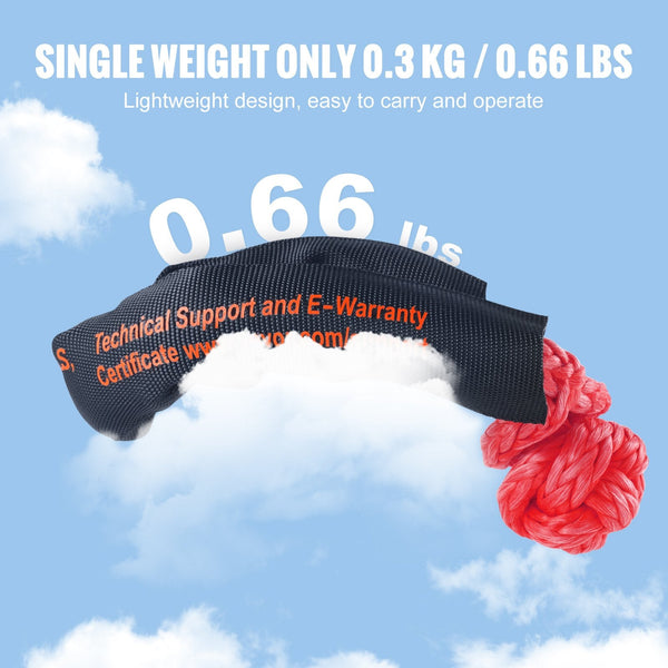 Vevor Synthetic Soft Shackle Rope 2 Pack 12.7 X 558.8 Mm 20 Ton Breaking Strength Recovery Tow Shackles With Extra Sleeves And Storage Bag For Utv Atv