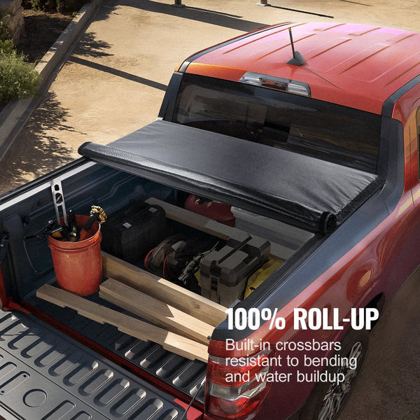 Vevor Truck Bed Cover Roll Up Tonneau Compatible With 2014 2024 Chevy Silverado / Gmc Sierra 1500 For 2M X 1.6M Soft Pvc Material Car Covers