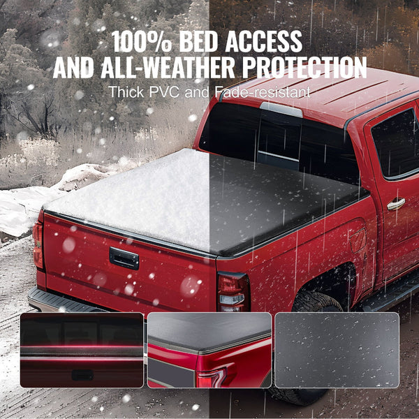 Vevor Truck Bed Cover Roll Up Tonneau Compatible With 2014 2024 Chevy Silverado / Gmc Sierra 1500 For 2M X 1.6M Soft Pvc Material Car Covers