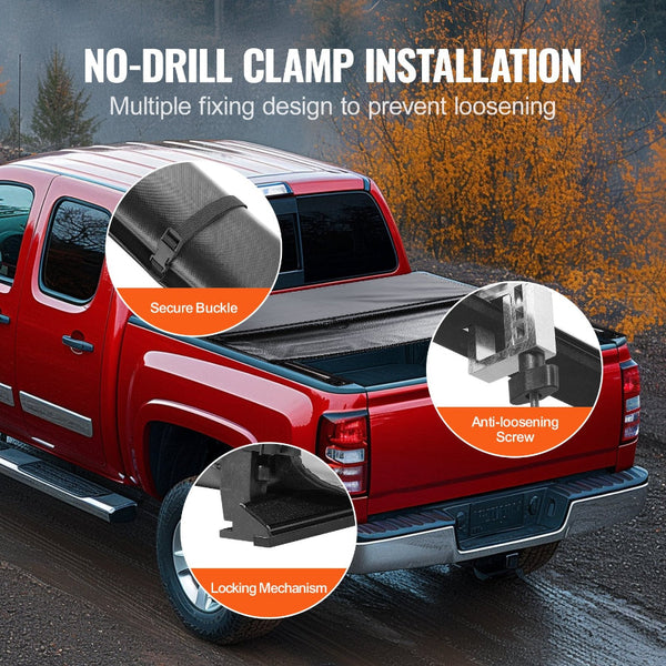 Vevor Truck Bed Cover Roll Up Tonneau Compatible With 2014 2024 Chevy Silverado / Gmc Sierra 1500 For 2M X 1.6M Soft Pvc Material Car Covers